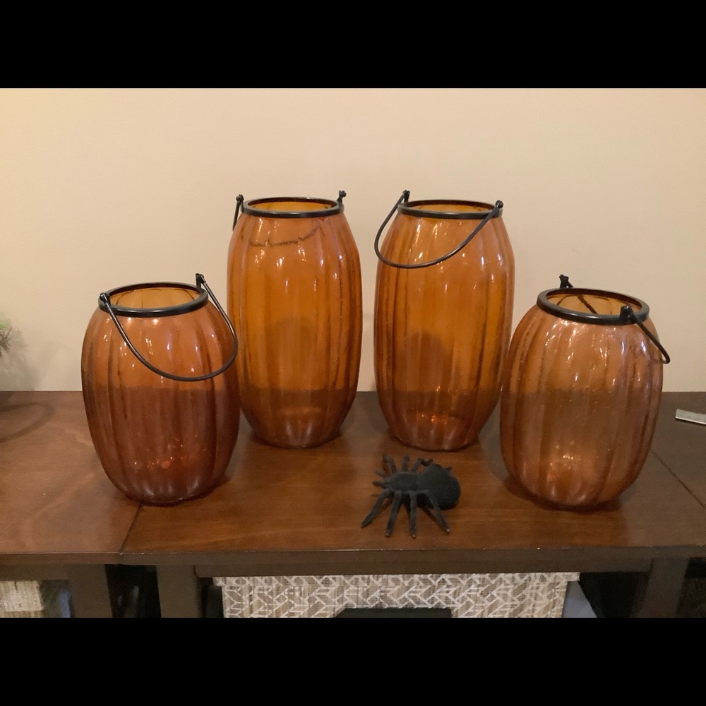Smaller Orange Glass Pumpkin Lantern